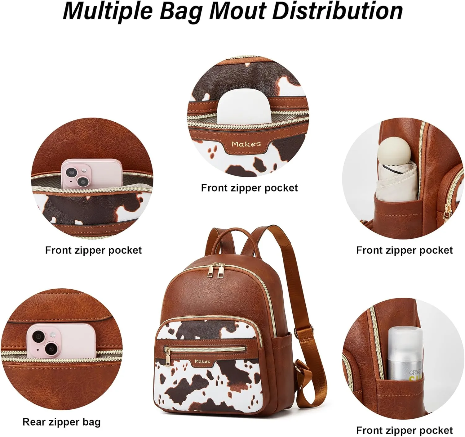 Makes Mini Backpack for Women, Stylish Daypack Purse Handbag Small Casual Daily Travel Bag, Lady Girls Gifts for Work School, 2pcs Sets