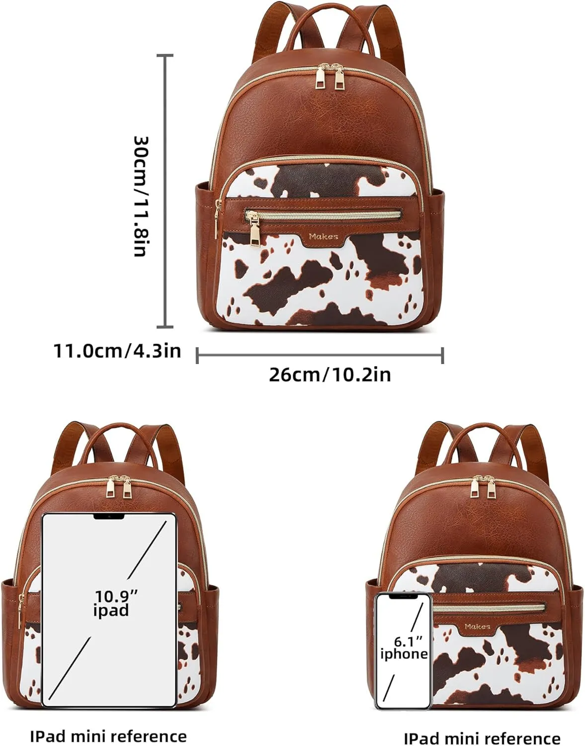 Makes Mini Backpack for Women, Stylish Daypack Purse Handbag Small Casual Daily Travel Bag, Lady Girls Gifts for Work School, 2pcs Sets