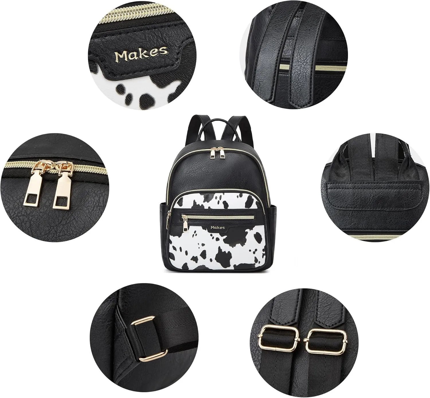 Makes Mini Backpack for Women, Stylish Daypack Purse Handbag Small Casual Daily Travel Bag, Lady Girls Gifts for Work School, 2pcs Sets