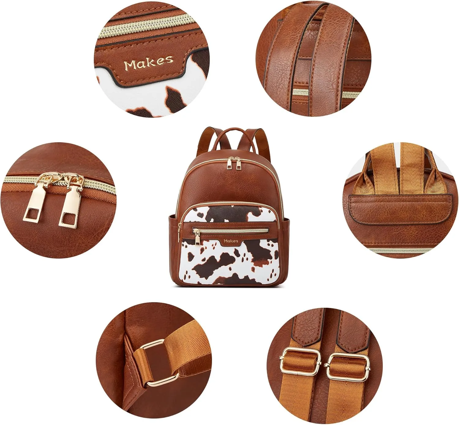 Makes Mini Backpack for Women, Stylish Daypack Purse Handbag Small Casual Daily Travel Bag, Lady Girls Gifts for Work School, 2pcs Sets