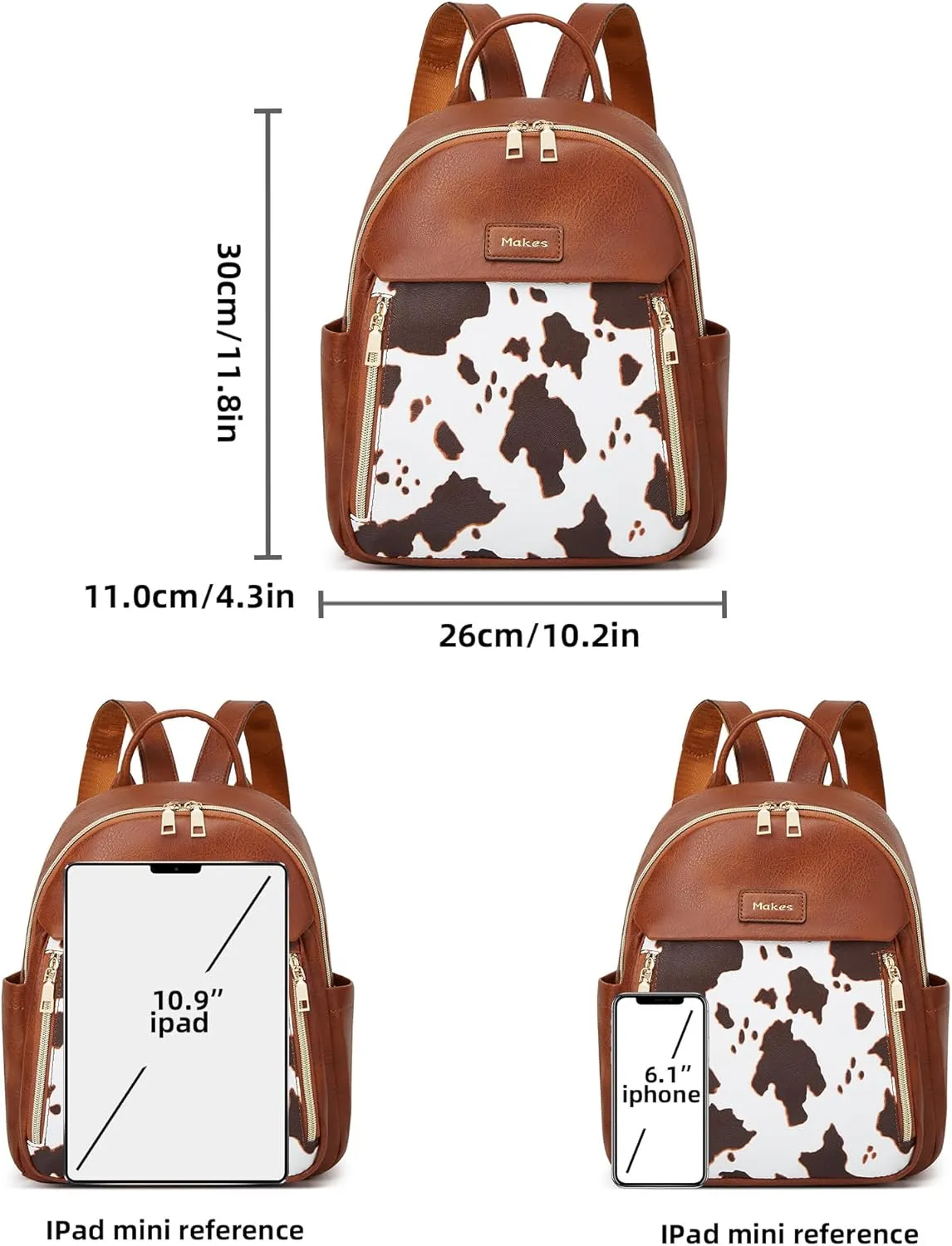 Makes Mini Backpack for Women, Stylish Daypack Purse Handbag Small Casual Daily Travel Bag, Lady Girls Gifts for Work School, 2pcs Sets