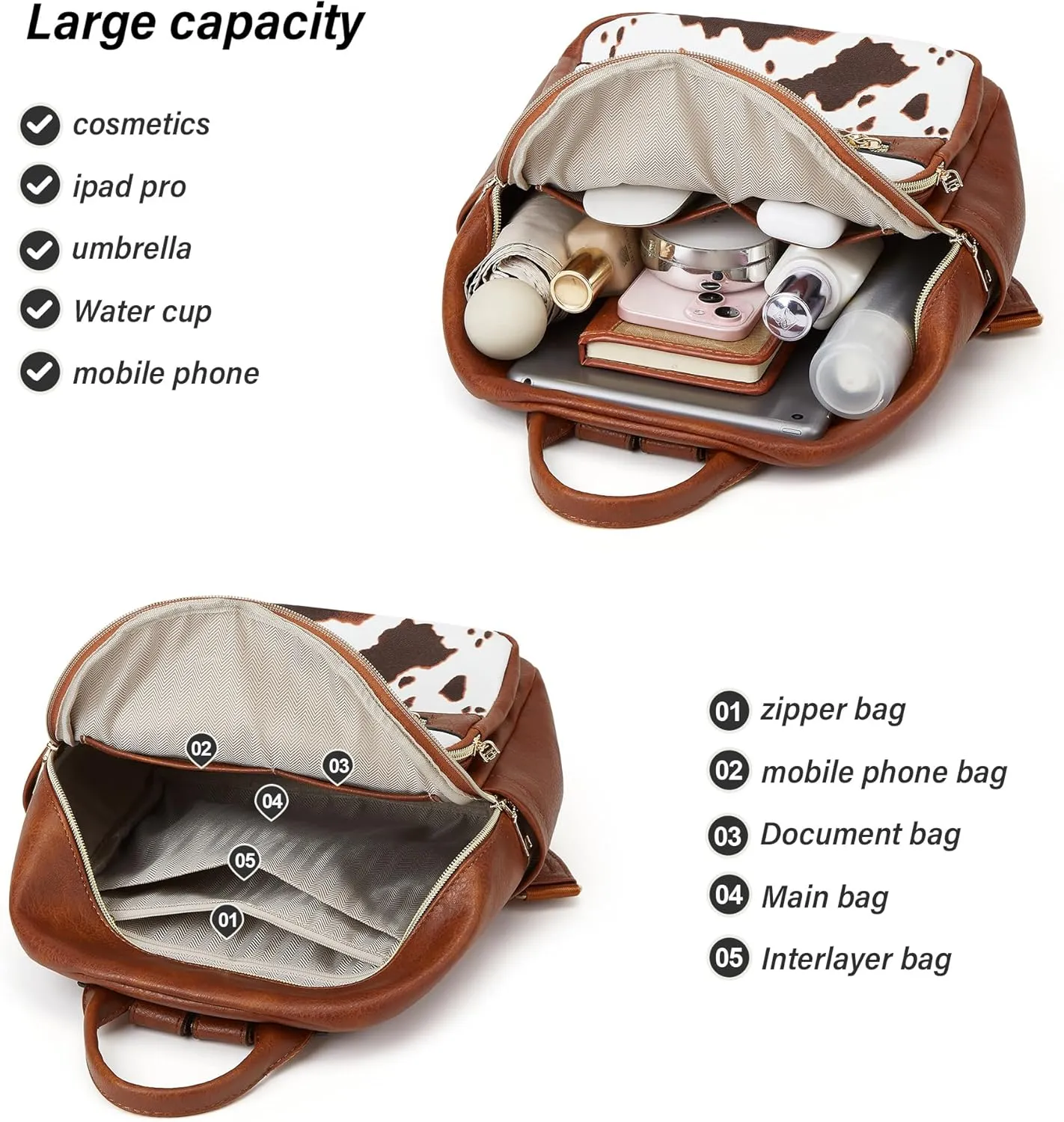 Makes Mini Backpack for Women, Stylish Daypack Purse Handbag Small Casual Daily Travel Bag, Lady Girls Gifts for Work School, 2pcs Sets