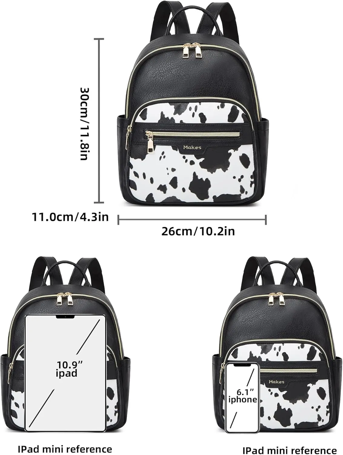 Makes Mini Backpack for Women, Stylish Daypack Purse Handbag Small Casual Daily Travel Bag, Lady Girls Gifts for Work School, 2pcs Sets