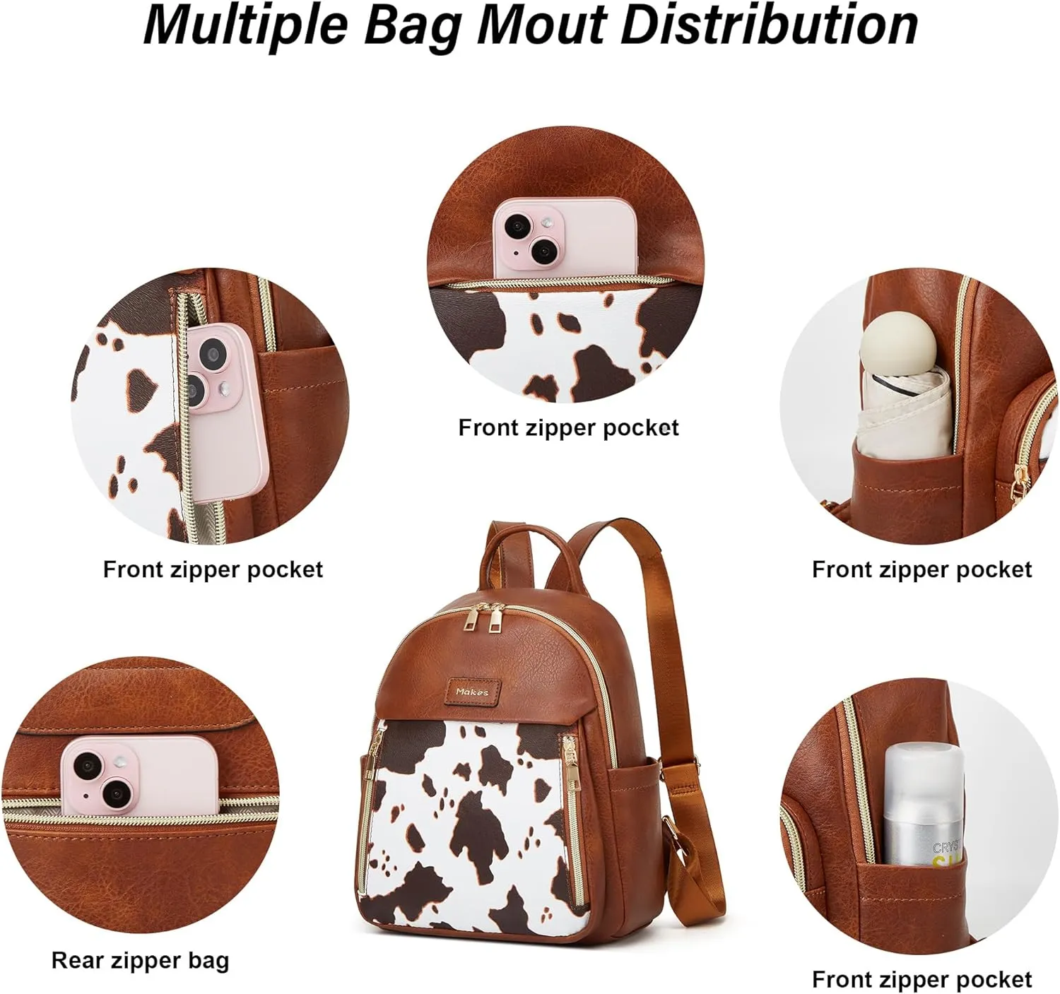 Makes Mini Backpack for Women, Stylish Daypack Purse Handbag Small Casual Daily Travel Bag, Lady Girls Gifts for Work School, 2pcs Sets