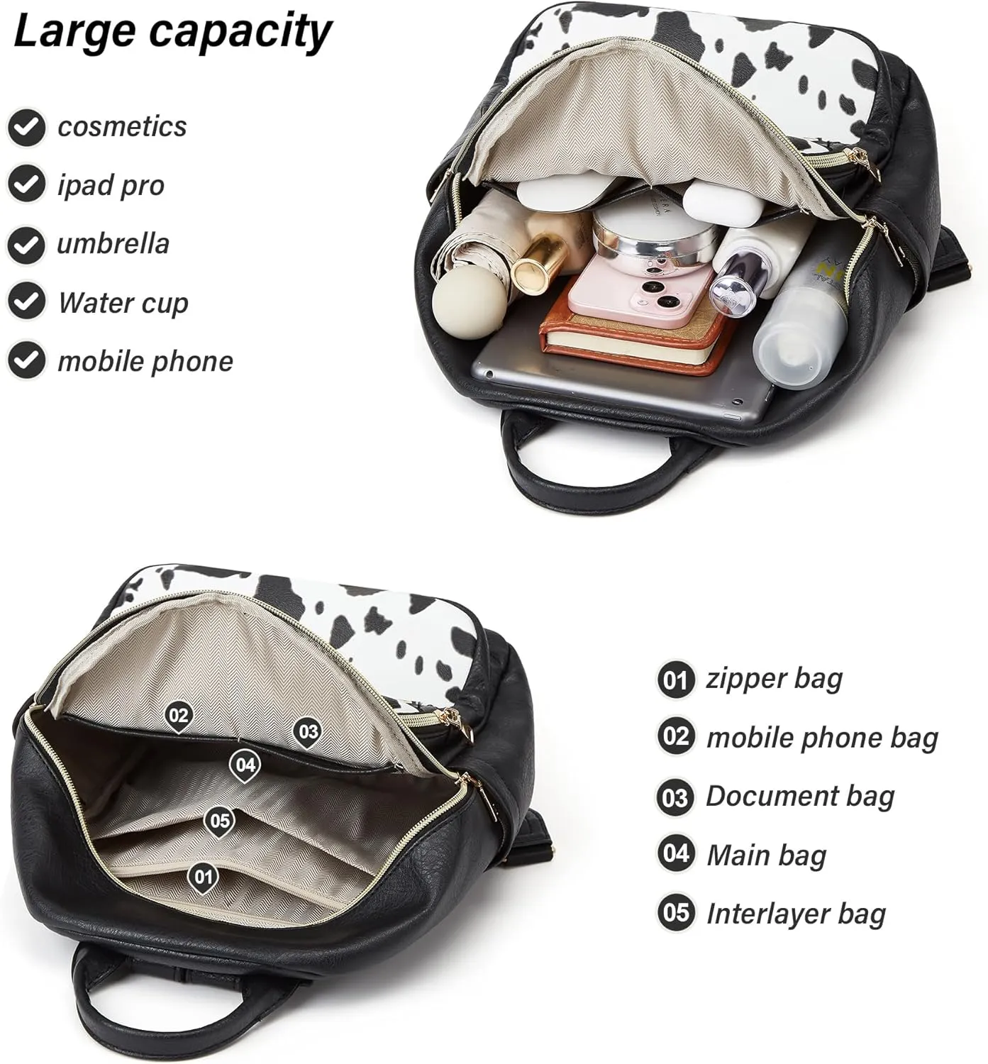 Makes Mini Backpack for Women, Stylish Daypack Purse Handbag Small Casual Daily Travel Bag, Lady Girls Gifts for Work School, 2pcs Sets