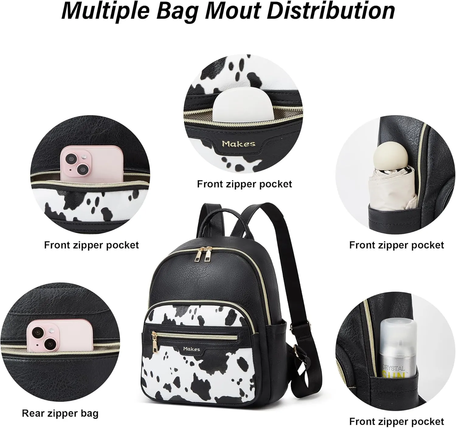 Makes Mini Backpack for Women, Stylish Daypack Purse Handbag Small Casual Daily Travel Bag, Lady Girls Gifts for Work School, 2pcs Sets