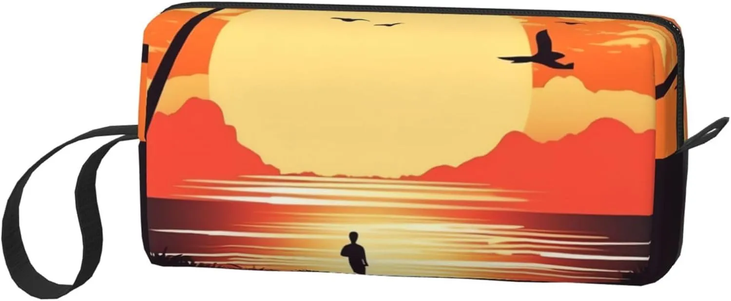 Makeup Bag for Women Silhouette summer beach Large Capacity Cosmetic Bags Portable Toiletry Bag Travel Storage