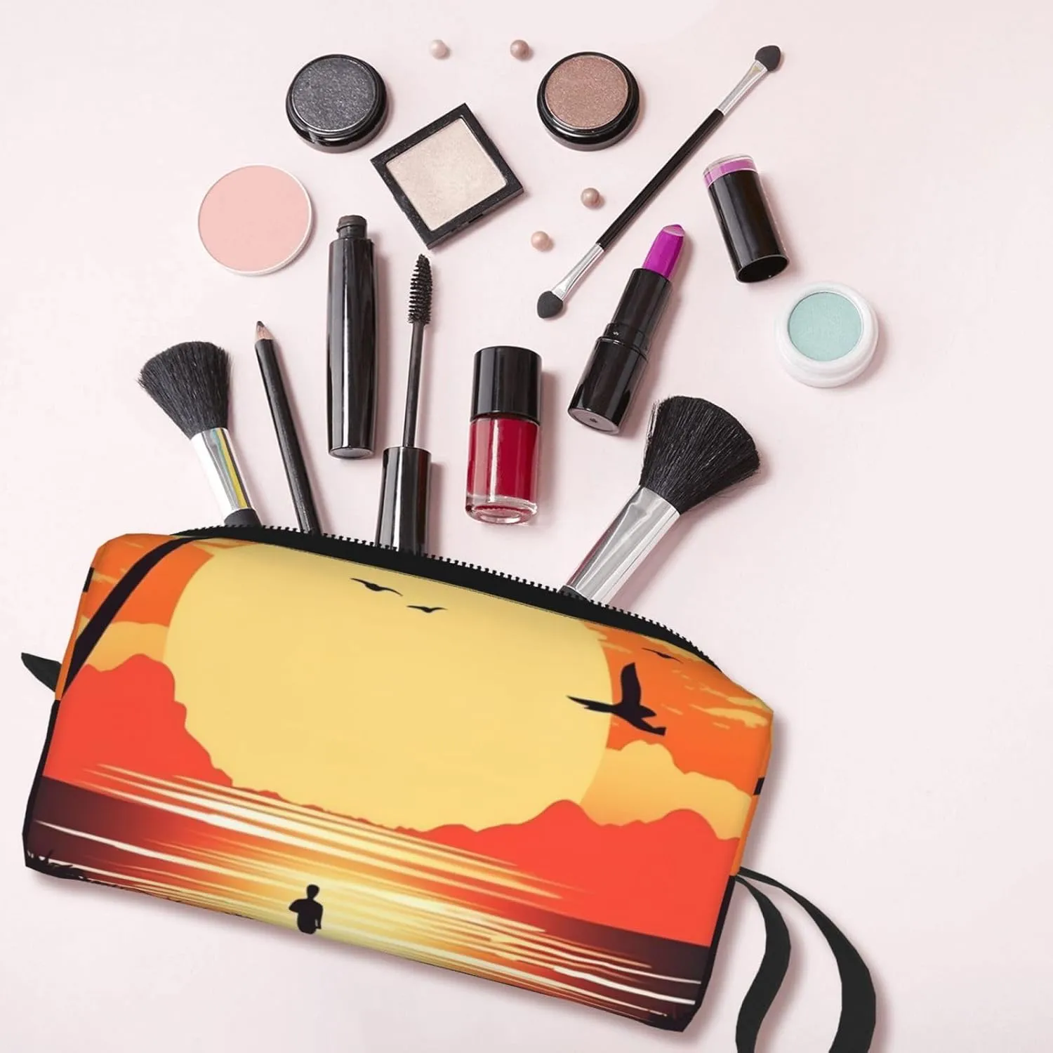 Makeup Bag for Women Silhouette summer beach Large Capacity Cosmetic Bags Portable Toiletry Bag Travel Storage