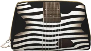 Makeup Bag Women Toiletrie Showe Brush Skin Care Travel Organizer Purse Me Large Makeup Purse AccessoriesBlack and white striped electric guitar