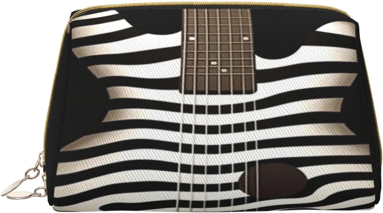 Makeup Bag Women Toiletrie Showe Brush Skin Care Travel Organizer Purse Me Large Makeup Purse AccessoriesBlack and white striped electric guitar