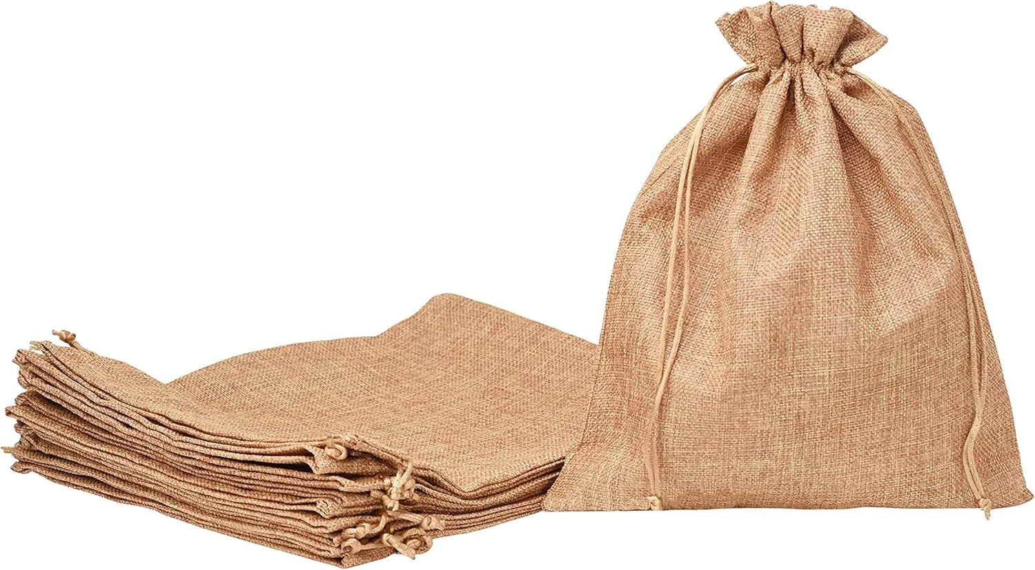Mandala Crafts 10X12 Inch Plain Burlap Drawstring Gift Bags for Favors - 10 Large Linen Sacks Gift Pouches for Candy, Coffee, Jewelry, Wedding, and Party Supplies