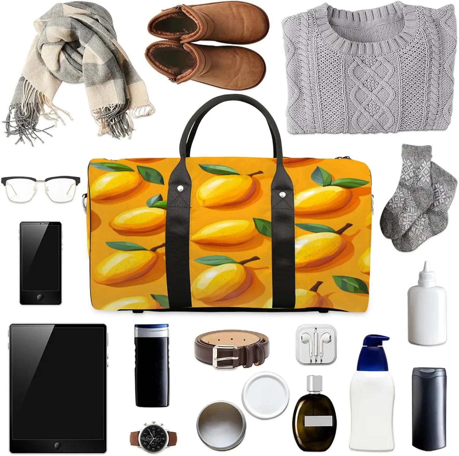 Mango Duffle Bag for Travel, Overnight Weekend Gym Carry On Luggage Bag, Fruit Travel Duffel Bag for Men Women