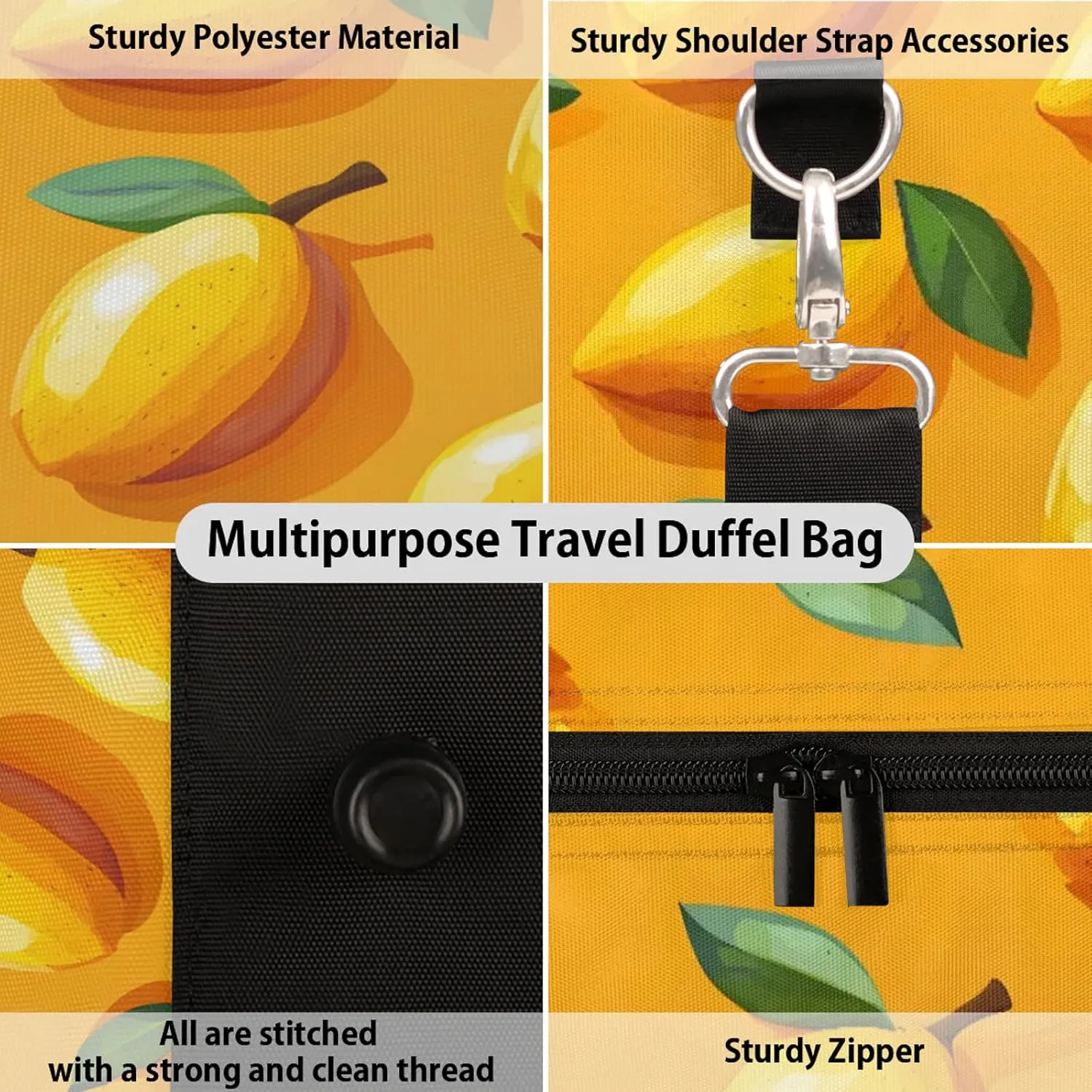 Mango Duffle Bag for Travel, Overnight Weekend Gym Carry On Luggage Bag, Fruit Travel Duffel Bag for Men Women