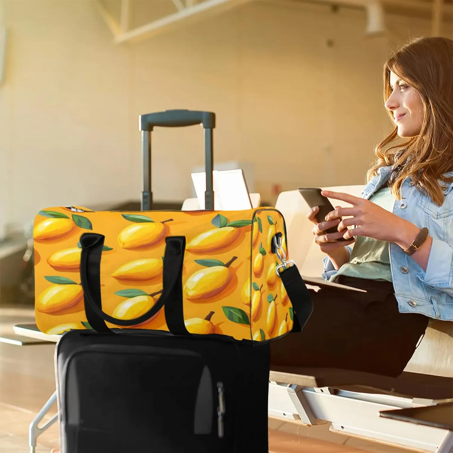 Mango Duffle Bag for Travel, Overnight Weekend Gym Carry On Luggage Bag, Fruit Travel Duffel Bag for Men Women