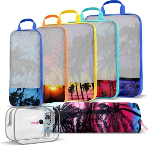 Maple Tree Compression Packing Cube (7 Piece) - Lightweight Compression Organizers Travel Essential Bag for Clothes Shoes Cosmetics Toiletry