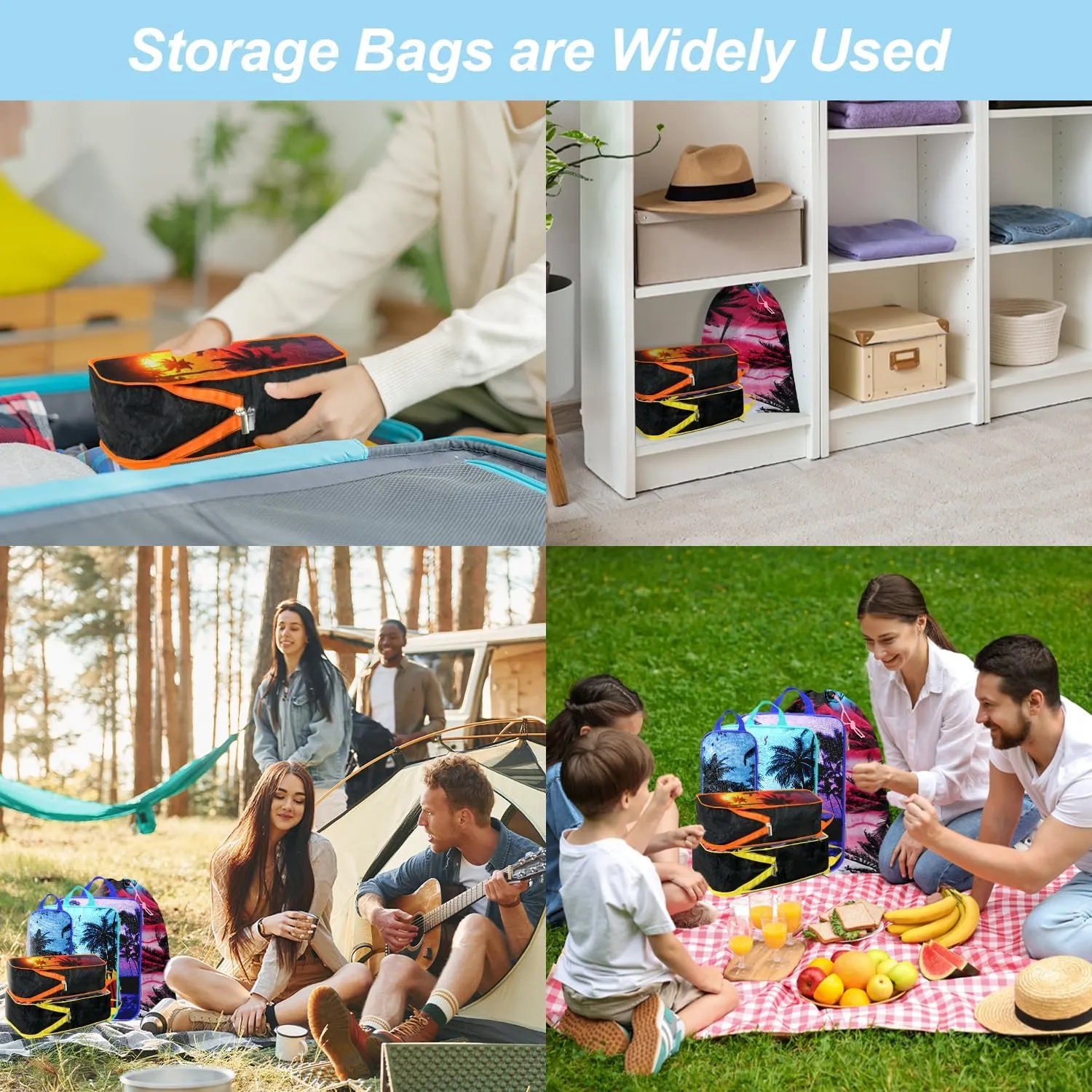 Maple Tree Compression Packing Cube (7 Piece) - Lightweight Compression Organizers Travel Essential Bag for Clothes Shoes Cosmetics Toiletry
