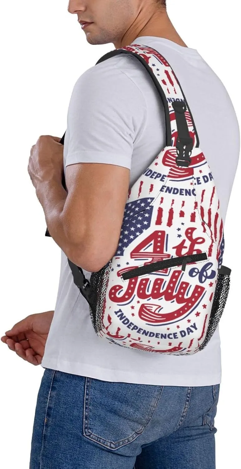 Mardi Gras American Flag Carnival Celebration Sling Bag Crossbody Bag Casual Chest Bags Travel Shoulder Backpack