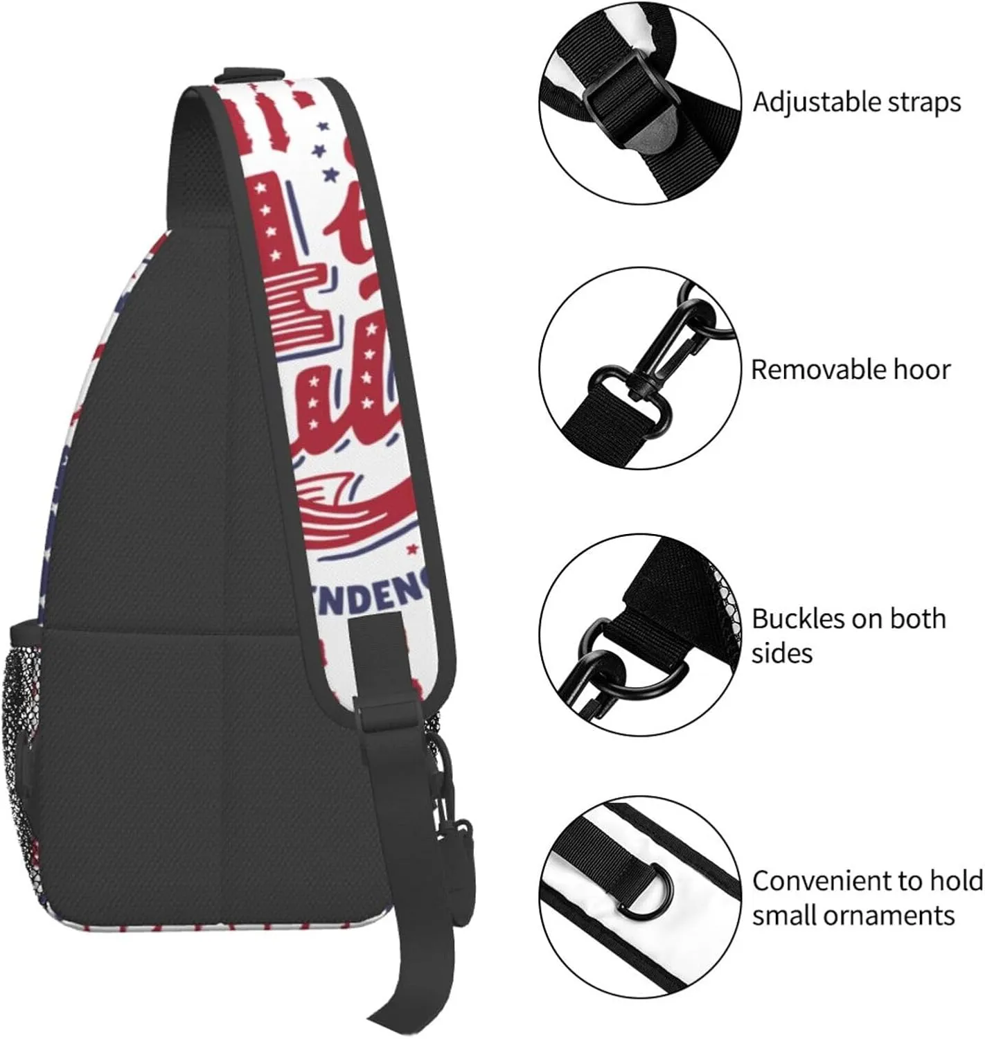 Mardi Gras American Flag Carnival Celebration Sling Bag Crossbody Bag Casual Chest Bags Travel Shoulder Backpack