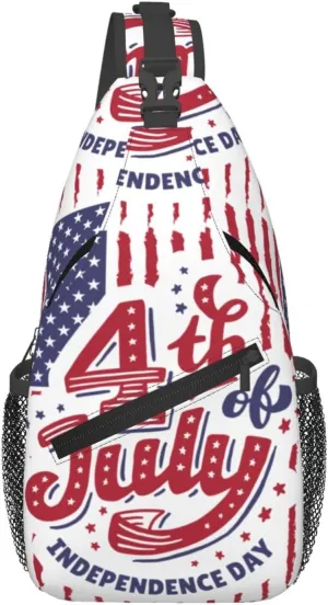Mardi Gras American Flag Carnival Celebration Sling Bag Crossbody Bag Casual Chest Bags Travel Shoulder Backpack