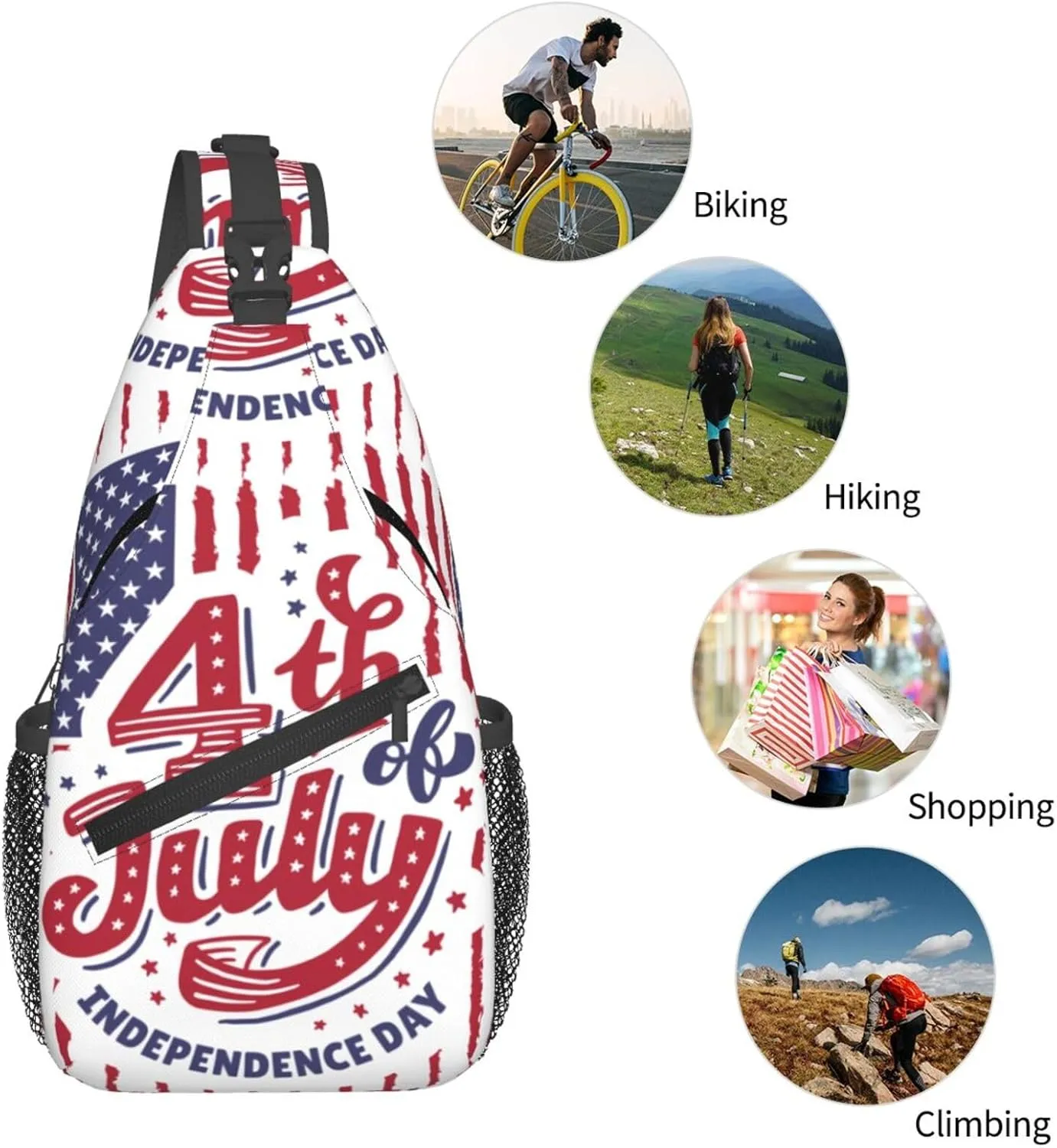 Mardi Gras American Flag Carnival Celebration Sling Bag Crossbody Bag Casual Chest Bags Travel Shoulder Backpack