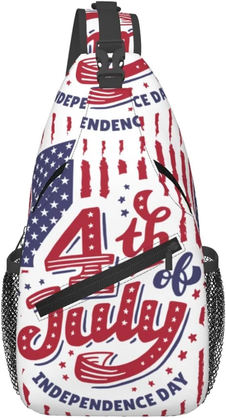 Mardi Gras American Flag Carnival Celebration Sling Bag Crossbody Bag Casual Chest Bags Travel Shoulder Backpack