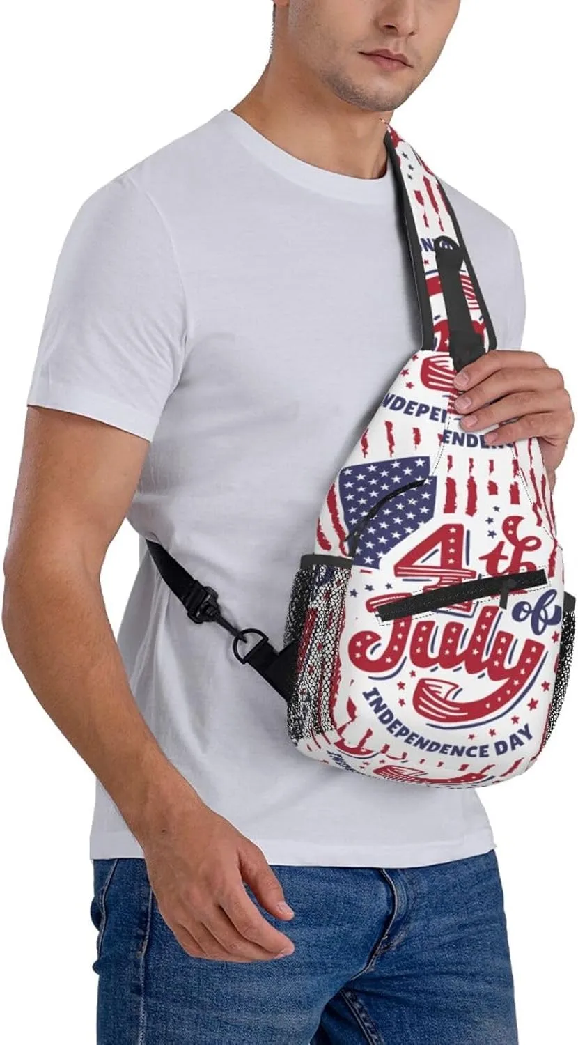 Mardi Gras American Flag Carnival Celebration Sling Bag Crossbody Bag Casual Chest Bags Travel Shoulder Backpack