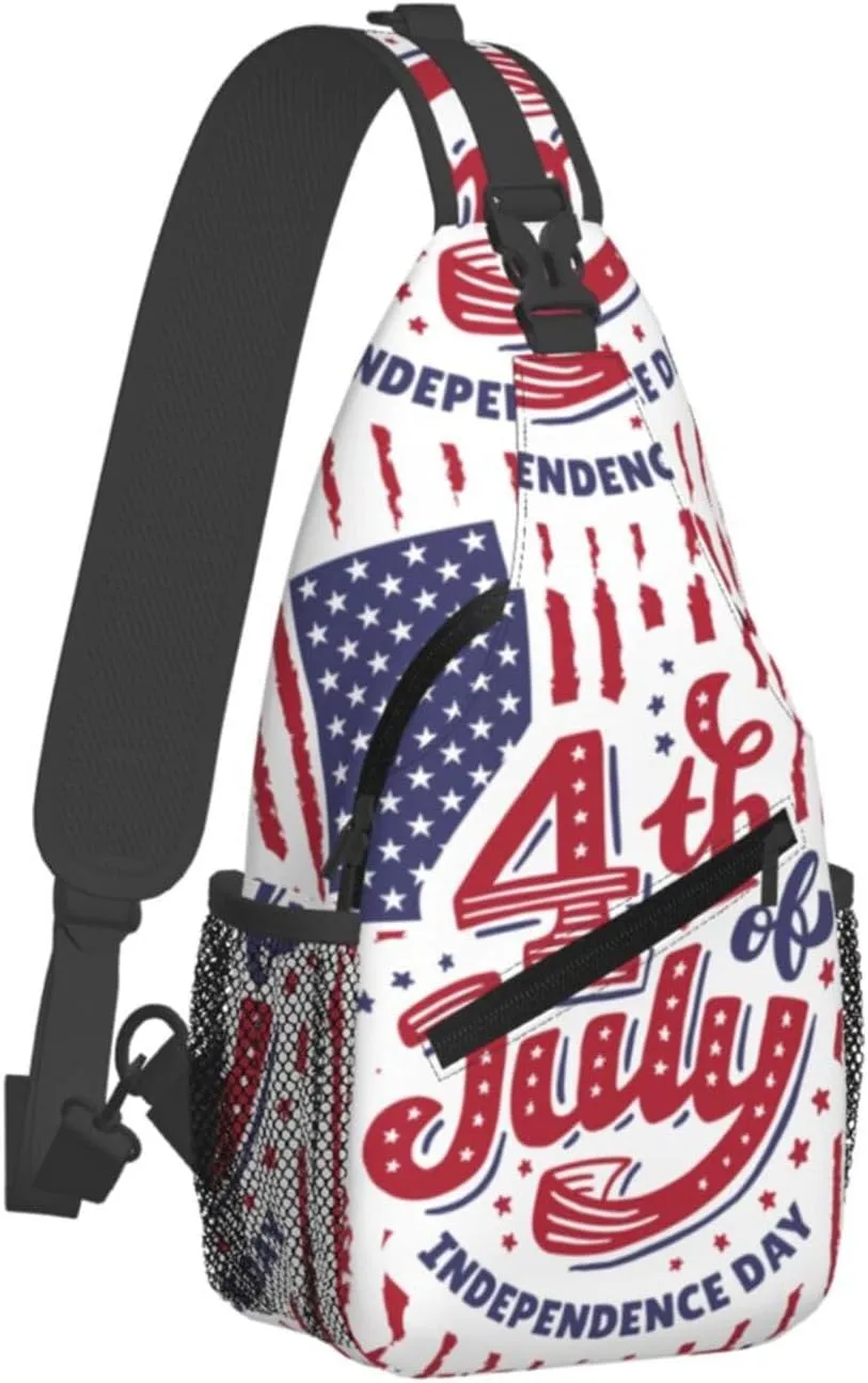 Mardi Gras American Flag Carnival Celebration Sling Bag Crossbody Bag Casual Chest Bags Travel Shoulder Backpack