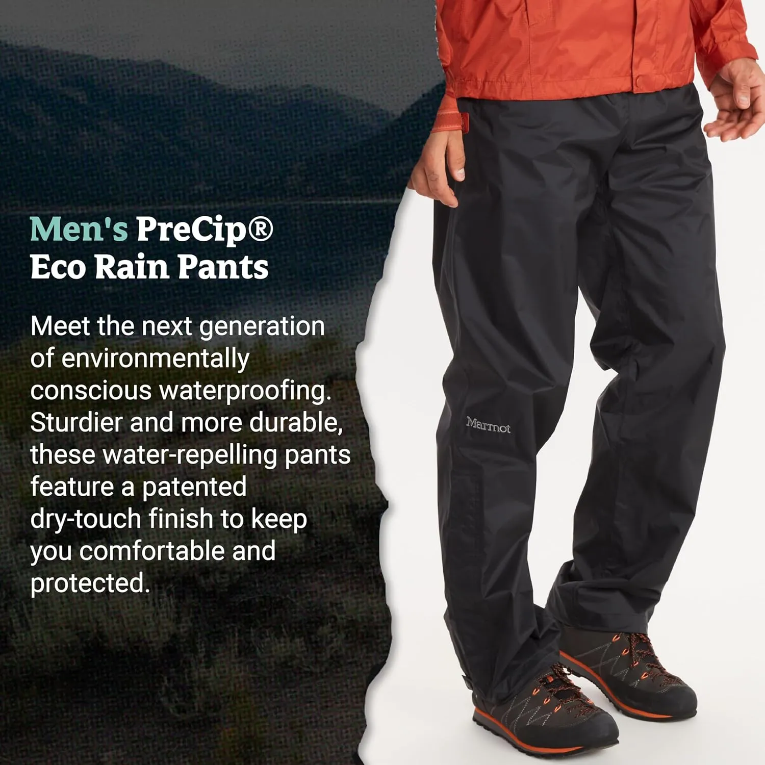 MARMOT Men's Precip Eco Waterproof Rain Pant - 100% Recycled, Breathable, Lightweight, Packable Protection