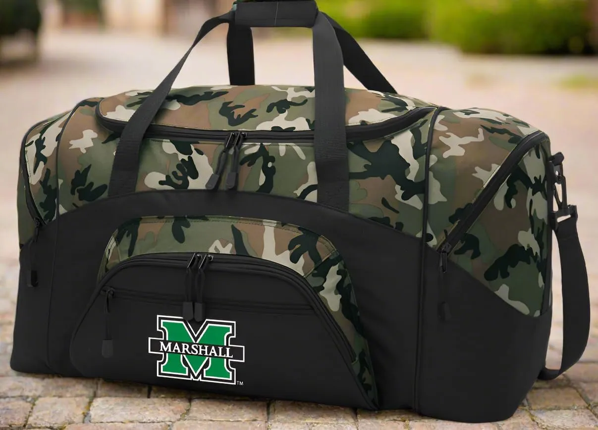 Marshall University Suitcase Duffle Bag Large Marshall Duffel Gift Idea for Her or Him (Camo)