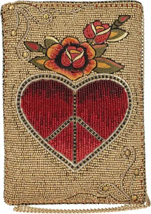 Mary Frances I Love Peace Beaded Mini Crossbody Clutch Handbag, Multi