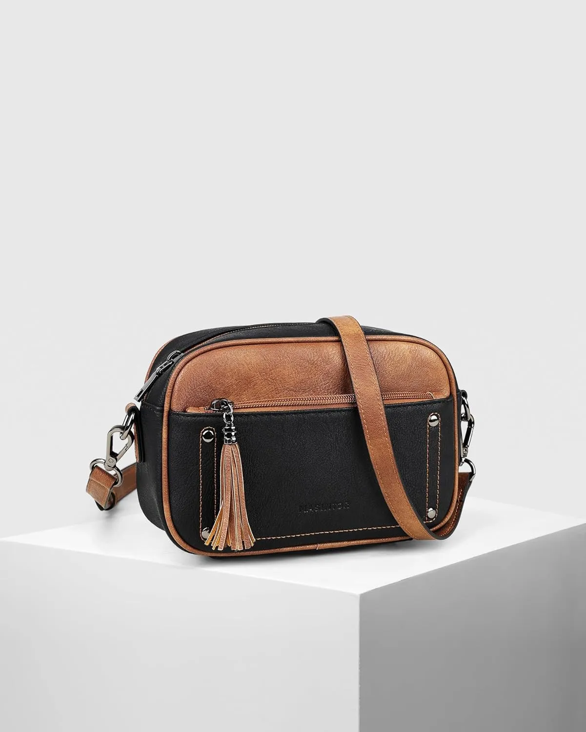 MASINTOR Crossbody Bags for Women Vegan Leather, Trendy Shoulder Purse with Adjustable Strap and Tassel