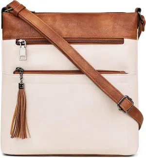 MASINTOR Crossbody Purses for Women, Multi Pocket Casual Crossbody Bag, Adjustable Strap Shoulder Bag with Tassel