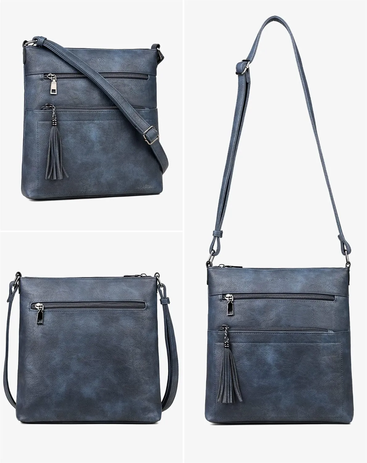 MASINTOR Crossbody Purses for Women, Multi Pocket Casual Crossbody Bag, Adjustable Strap Shoulder Bag with Tassel