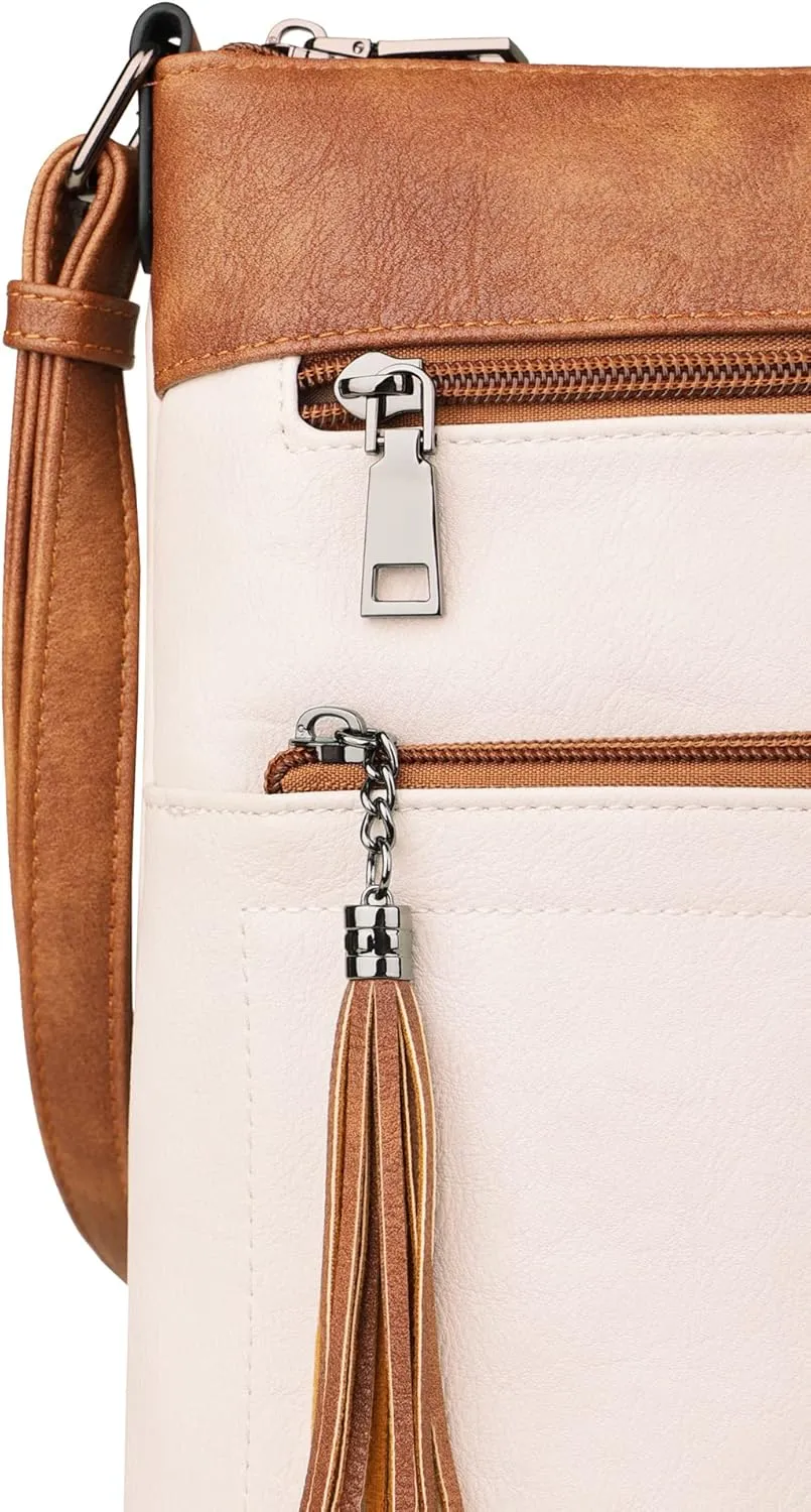 MASINTOR Crossbody Purses for Women, Multi Pocket Casual Crossbody Bag, Adjustable Strap Shoulder Bag with Tassel