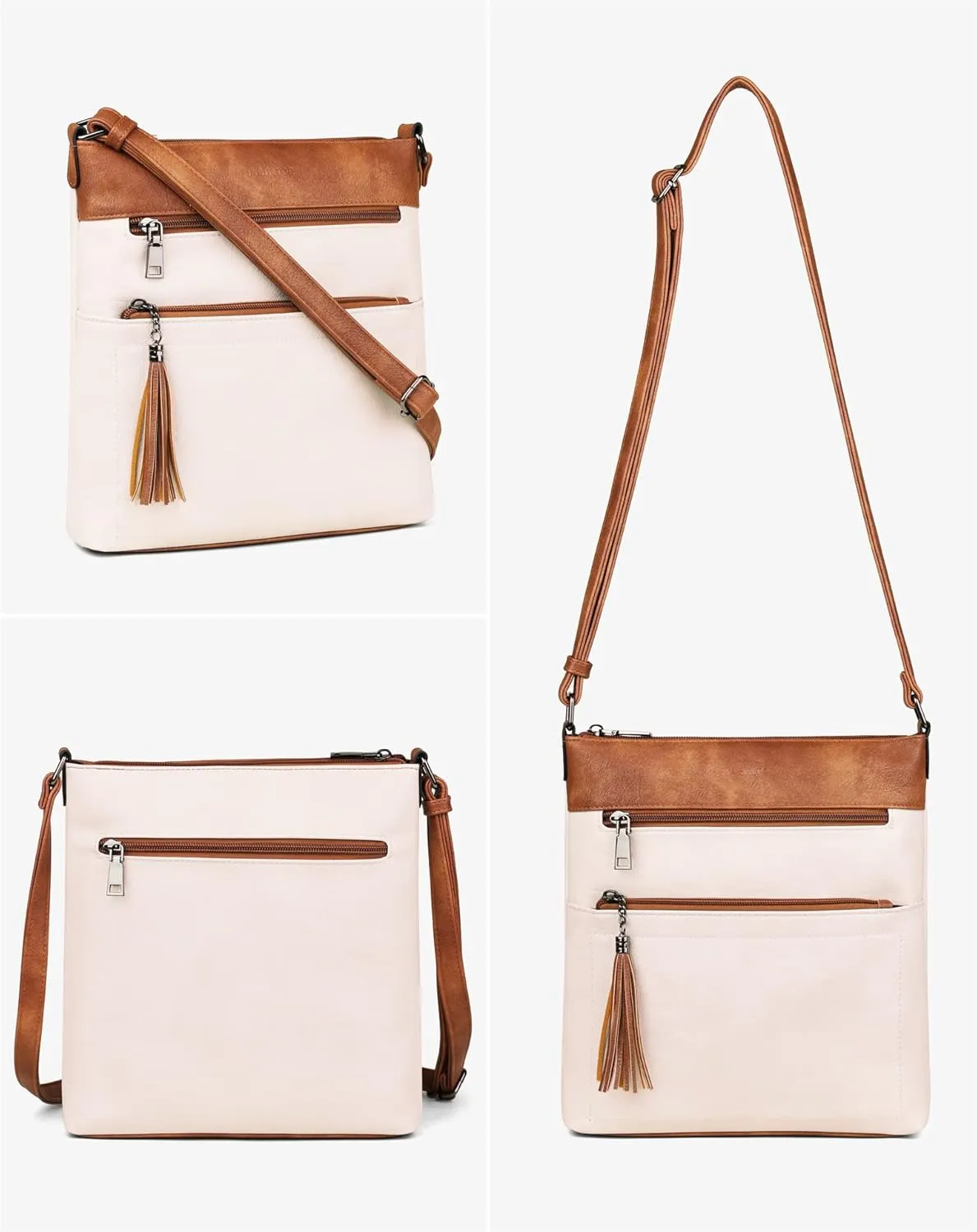 MASINTOR Crossbody Purses for Women, Multi Pocket Casual Crossbody Bag, Adjustable Strap Shoulder Bag with Tassel