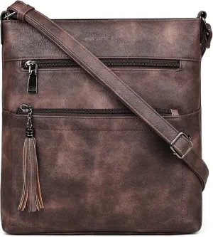 MASINTOR Crossbody Purses for Women, Multi Pocket Casual Crossbody Bag, Adjustable Strap Shoulder Bag with Tassel
