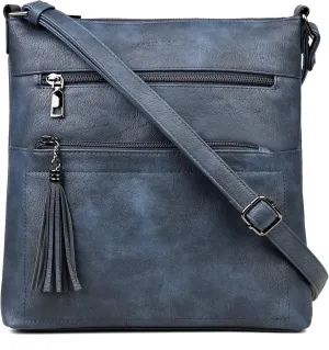 MASINTOR Crossbody Purses for Women, Multi Pocket Casual Crossbody Bag, Adjustable Strap Shoulder Bag with Tassel