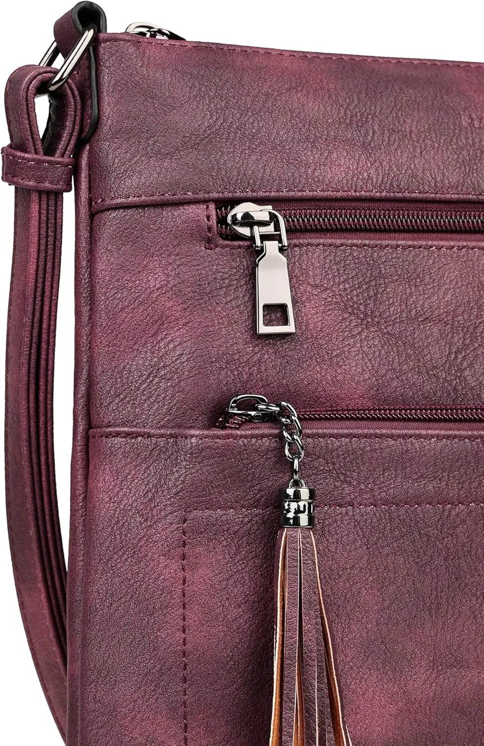 MASINTOR Crossbody Purses for Women, Multi Pocket Casual Crossbody Bag, Adjustable Strap Shoulder Bag with Tassel