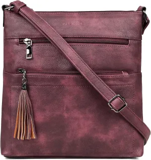 MASINTOR Crossbody Purses for Women, Multi Pocket Casual Crossbody Bag, Adjustable Strap Shoulder Bag with Tassel