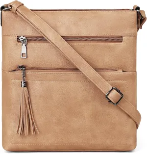 MASINTOR Crossbody Purses for Women, Multi Pocket Casual Crossbody Bag, Adjustable Strap Shoulder Bag with Tassel