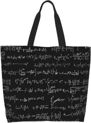 Math Canvas Tote Bag Mathematics Shoulder Bag Handbag Funny Casual Teachers Grocery Bags for Outdoor