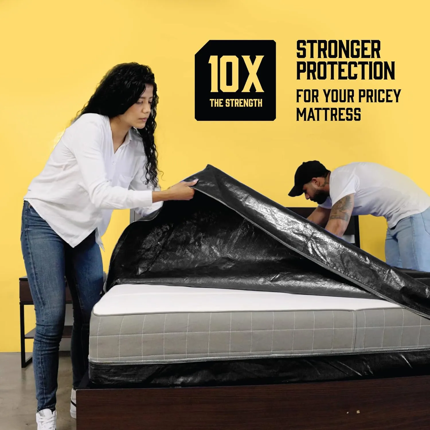 Mattress Bags for Moving with 8 Handles - Full XL Size - Extra-Thick Mattress Bag for Moving - Reusable Mattress Storage Bag - Mattress Cover for Moving with Zipper, Moving Mattress Bag Protector
