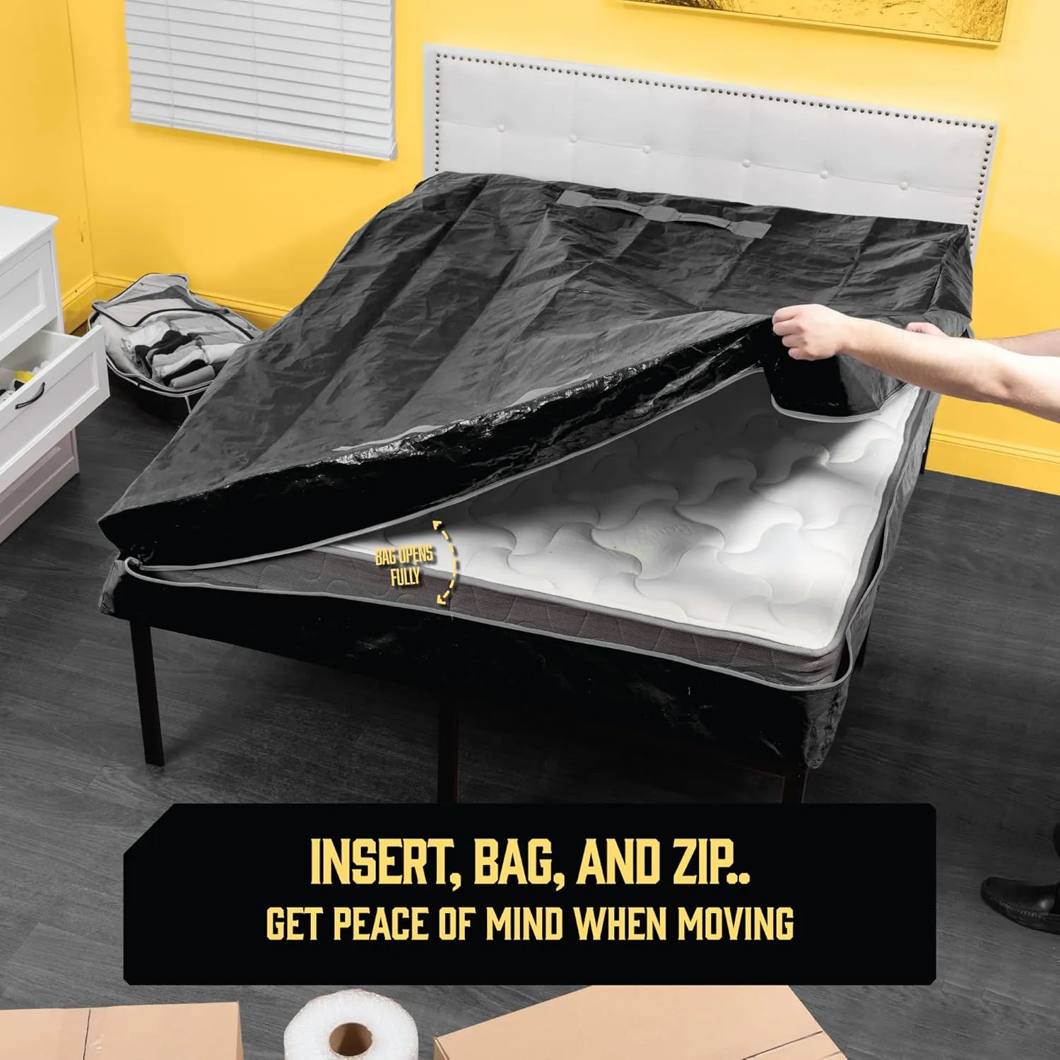 Mattress Bags for Moving with 8 Handles - Full XL Size - Extra-Thick Mattress Bag for Moving - Reusable Mattress Storage Bag - Mattress Cover for Moving with Zipper, Moving Mattress Bag Protector