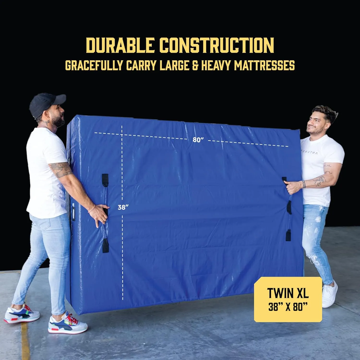 Mattress Bags for Moving with 8 Handles - Twin XL Size - Extra-Thick Mattress Bag for Moving - Reusable Mattress Storage Bag - Mattress Cover for Moving with Zipper, Moving Mattress Bag Protector