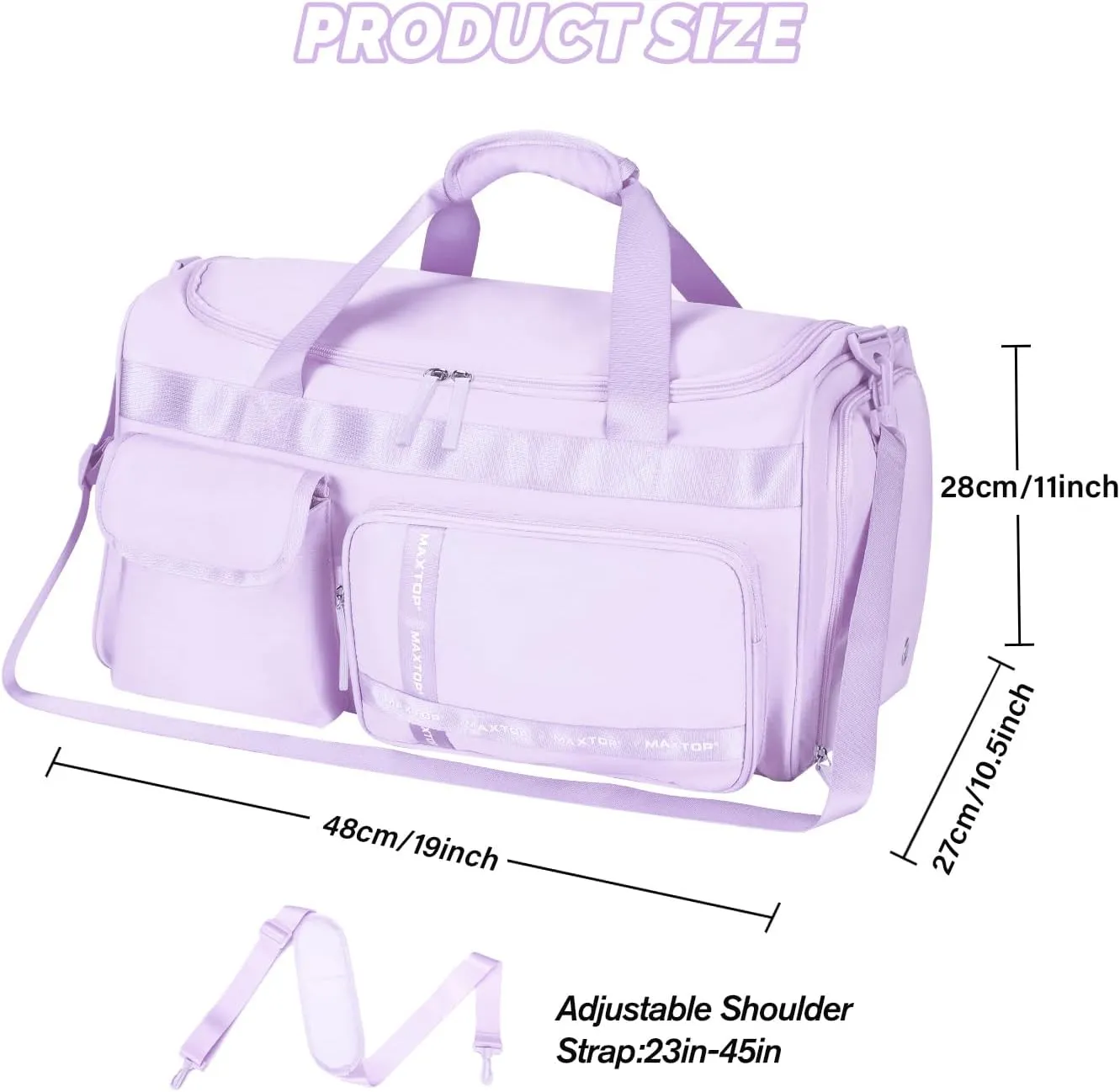 MAXTOP Travel Duffle Bag for Women Carry On Tote Weekender Overnight Bag Large Capacity Duffel Bag With Shoe Compartment,Gym Tote Bag with Dry and Wet Separation