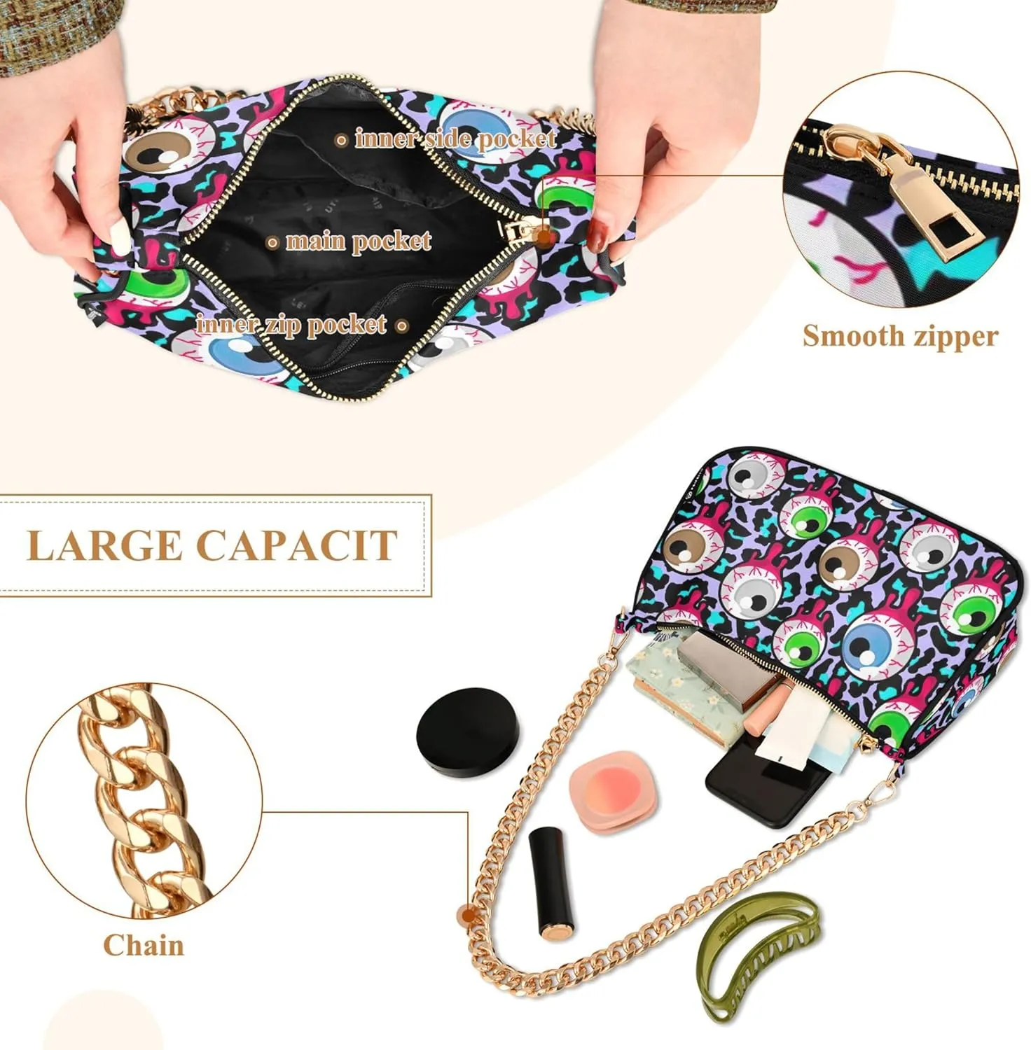 Meat Sushi Salmon Food Women's Purse Hobo Handbag Women Shoulder Handbag Chain Shoulder Bags Formal