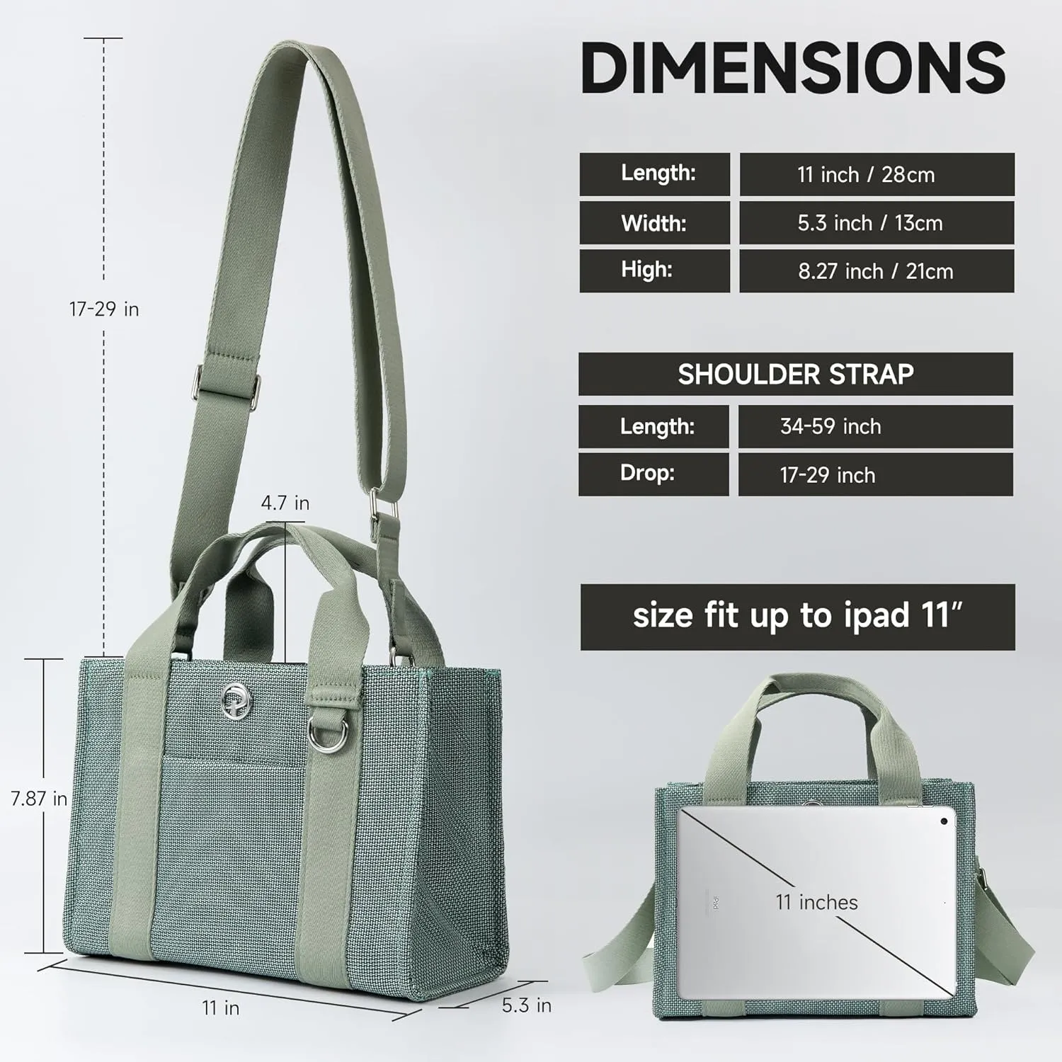 Medium Canvas Tote Bag for Women, Crossbody Satchel Bag with Adjustable Strap, Travel Purse, Work Handbag, and Everyday Bag
