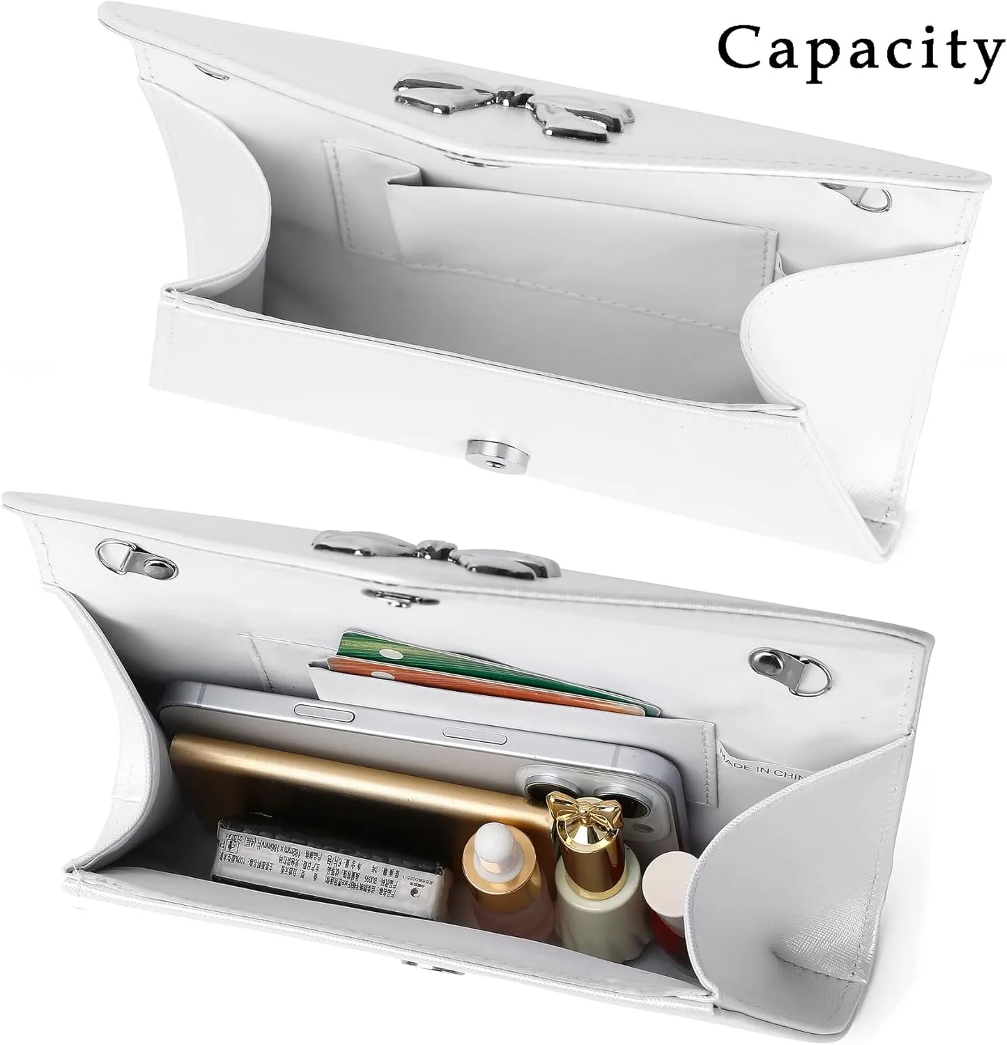 Metal Bow Women Clutch Purse Fashion PU leather handbag/shoulder bag for Wedding Party