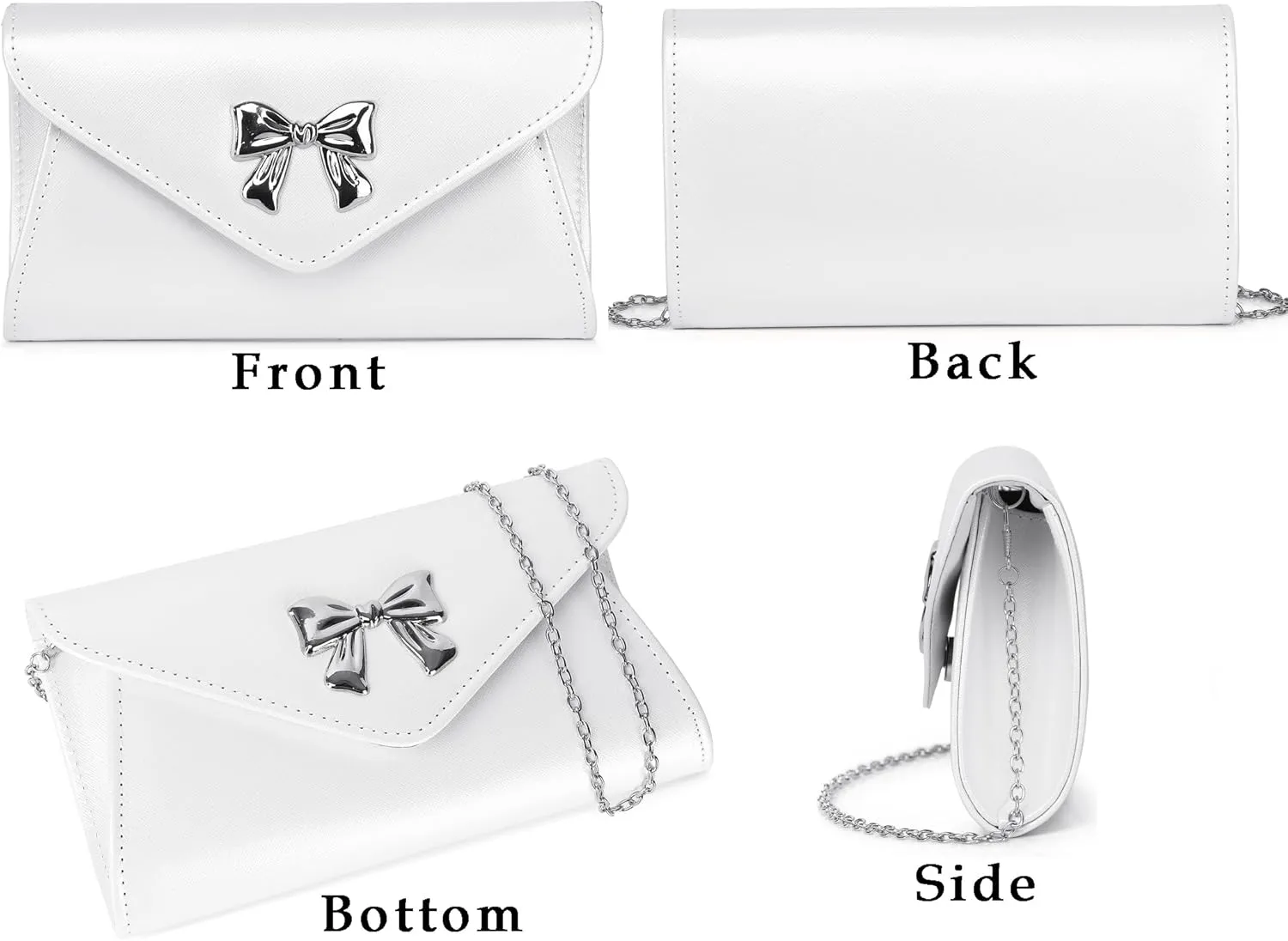 Metal Bow Women Clutch Purse Fashion PU leather handbag/shoulder bag for Wedding Party