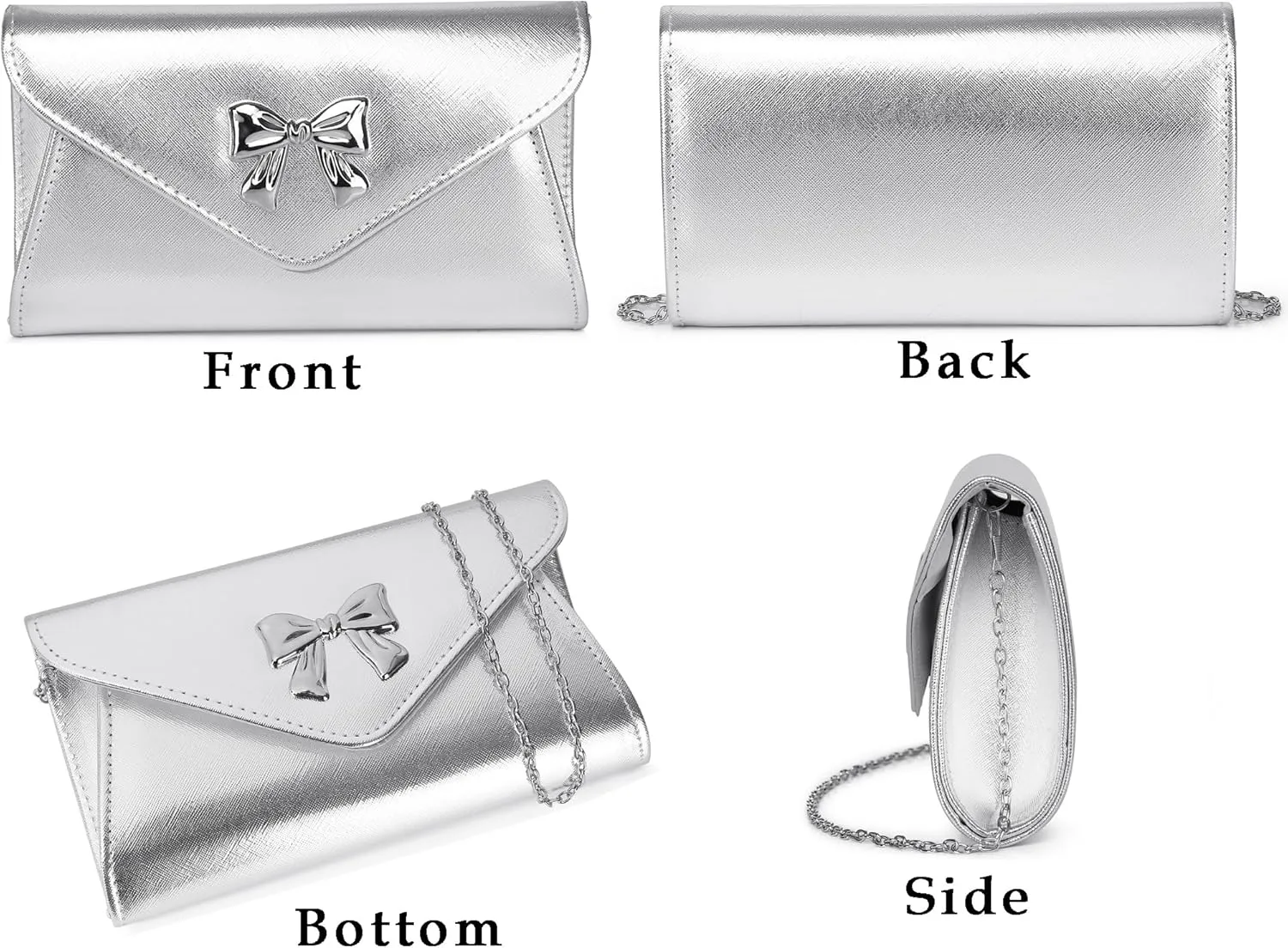 Metal Bow Women Clutch Purse Fashion PU leather handbag/shoulder bag for Wedding Party